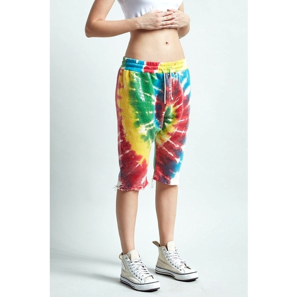 R13 Sequin Tie Dye Sweat Jadper Long Sweat Shorts Unisex - Picture 5 of 12